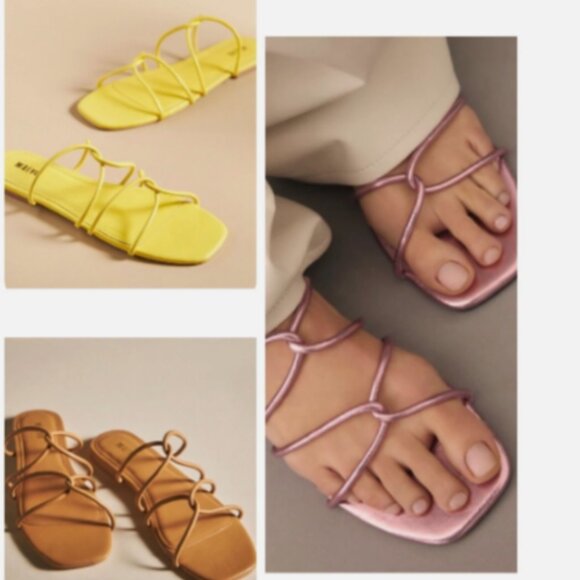 Anthropologie Maeve Strappy Flat Yellow Sandals size 7 NEW - Picture 4 of 4
